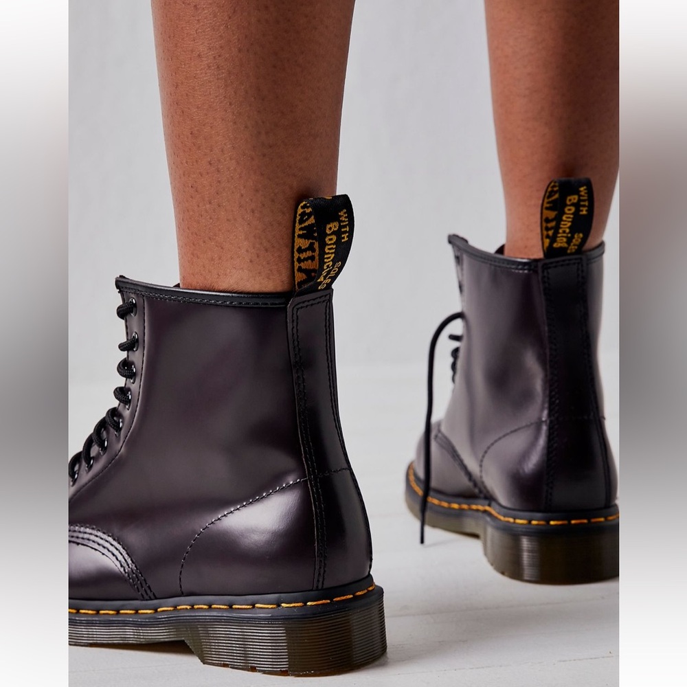 Dr. Martens 1460 Smooth Leather Lace-Up Boots in Burgundy - Picture 6 of 17